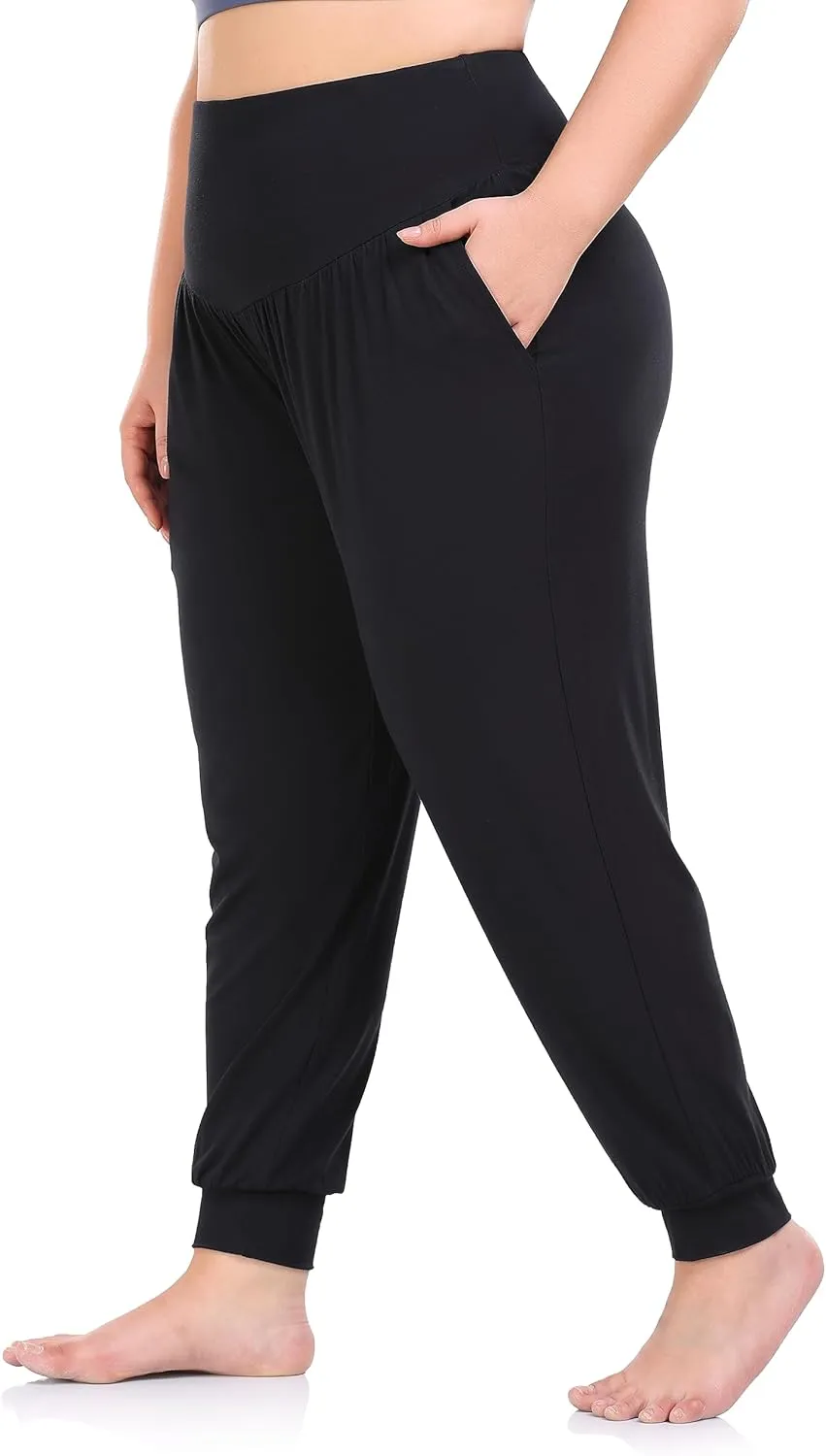 ZERDOCEAN Women's Plus Size Yoga Joggers Pants Casual Comfy Workout Lounge Pants with Pockets