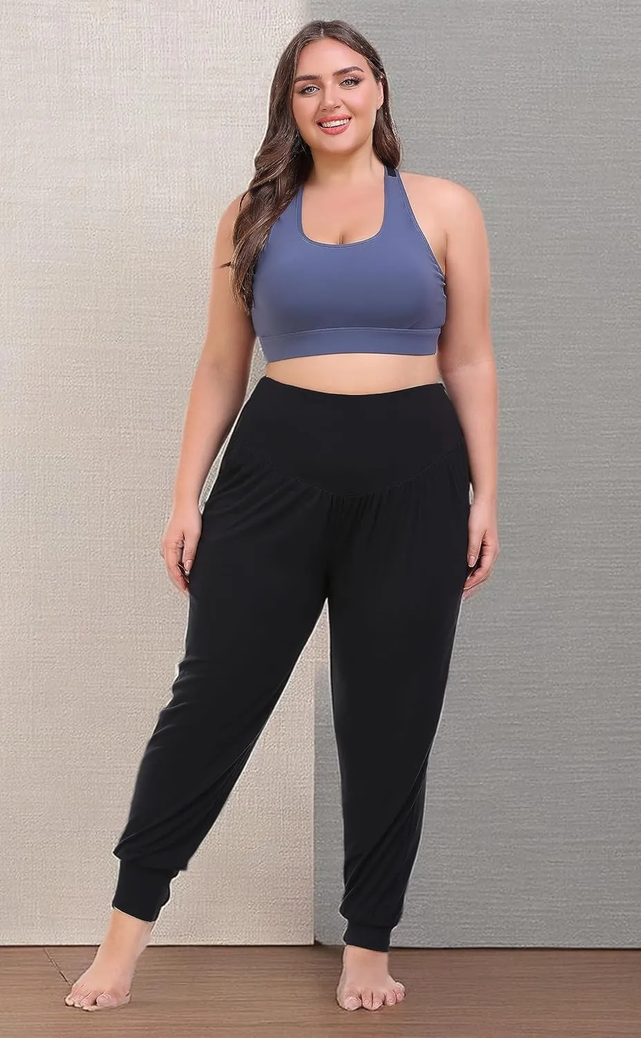ZERDOCEAN Women's Plus Size Yoga Joggers Pants Casual Comfy Workout Lounge Pants with Pockets